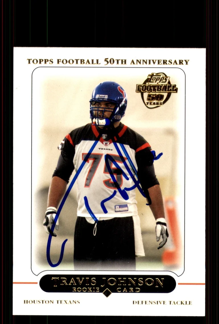 Signed Football Card Auto Travis Johnson 2005 Topps #389 Houston Texans
