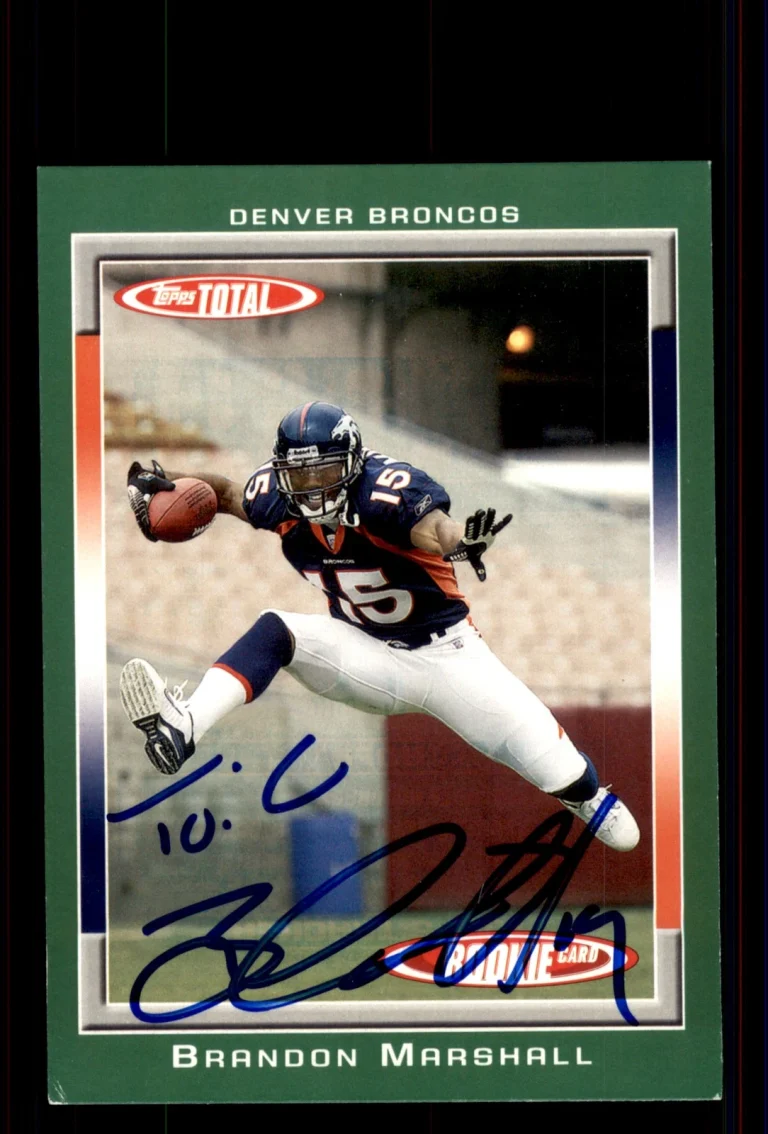 Signed Football Card Auto Brandon Marshall 2006 Topps Total #441 Denver Broncos