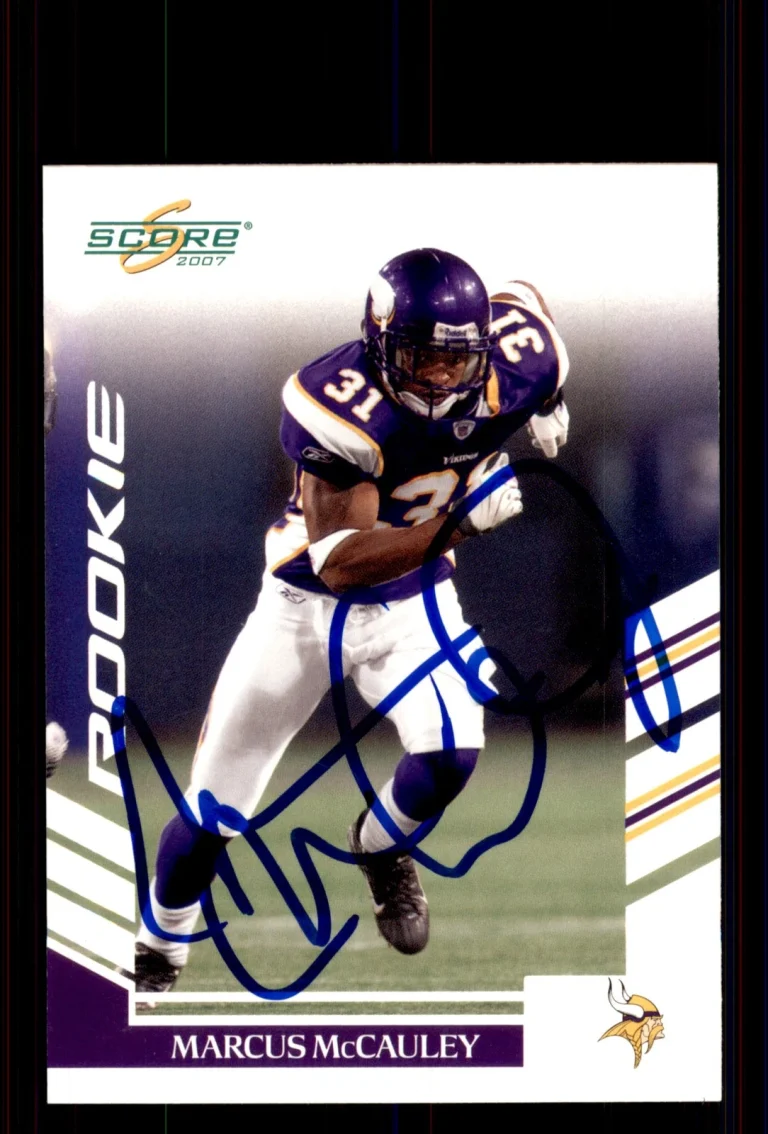 Signed Football Card Auto Marcus McCauley 2007 Score #302 Minnesota Vikings