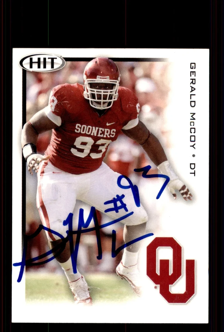 Signed Football Card Auto Gerald McCoy 2010 SAGE HIT #3 Oklahoma Sooners
