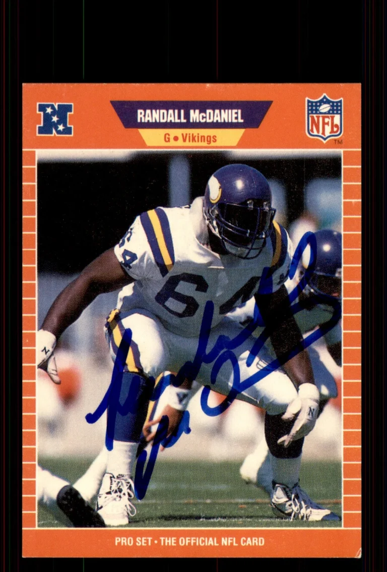 Signed Football Card Auto Randall McDaniel 1989 Pro Set #235 Minnesota Vikings