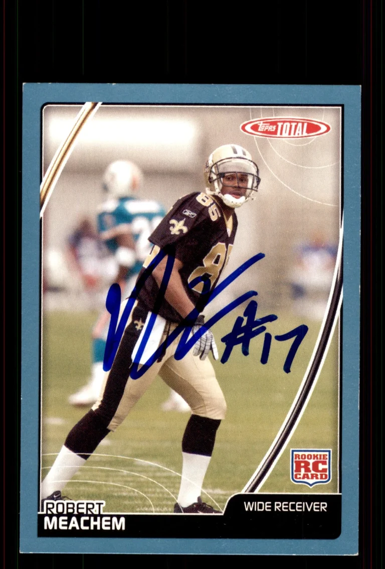Signed Football Card Auto Robert Meachem 2007 Topps Total #480 Saints