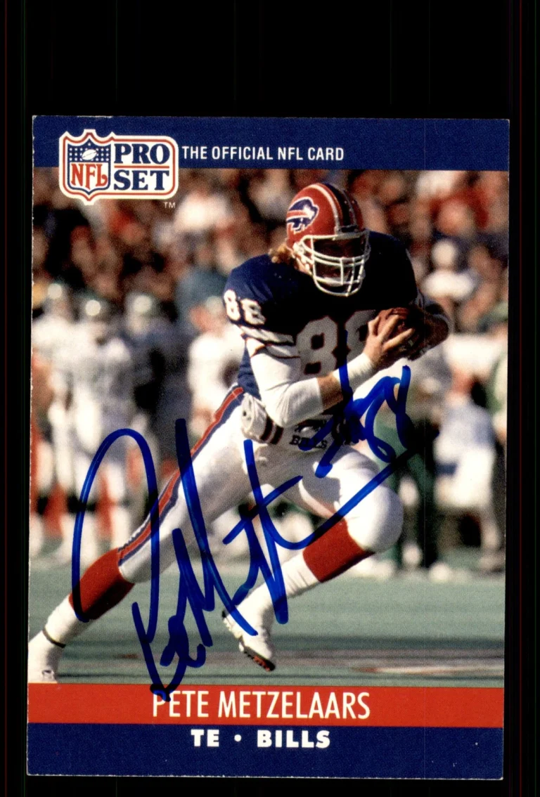 Signed Football Card Auto Pete Metzelaars 1990 Pro Set #439 Buffalo Bills