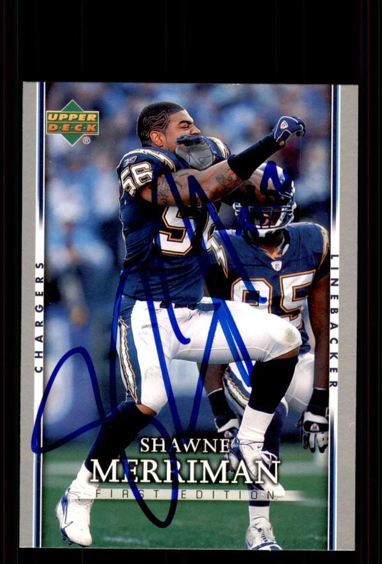 Signed Football Card Auto Shawne Merriman 2007 Upper Deck First Edition #80