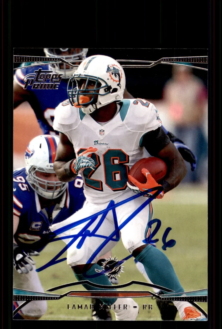 Signed Football Card Auto Lamar Miller 2013 Topps Prime #44 Miami Dolphins