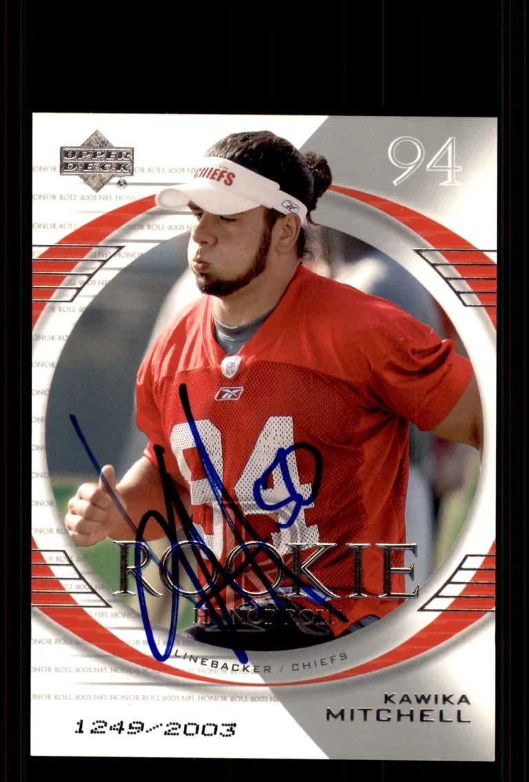 Signed Football Card Auto Kawika Mitchell 2003 Upper Deck Honor Roll #177 Chiefs