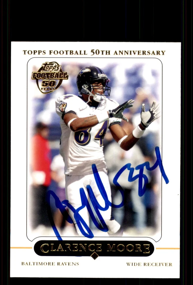 Signed Football Card Auto Clarence Moore 2005 Topps #287 Baltimore Ravens