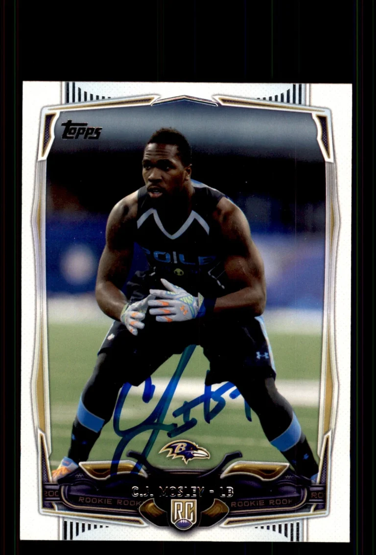 Signed Football Card Auto C.J. Mosley 2014 Topps #378 Baltimore Ravens