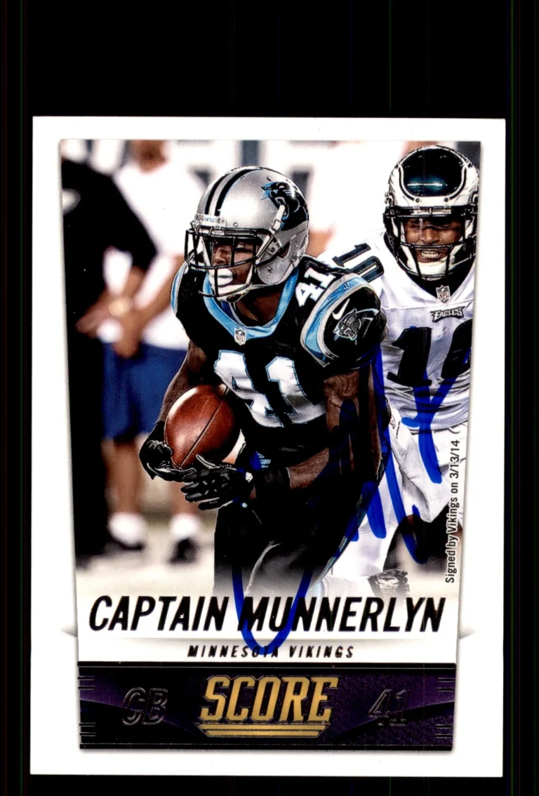 Signed Football Card Auto Captain Munnerlyn 2014 Score #127 Minnesota Vikings