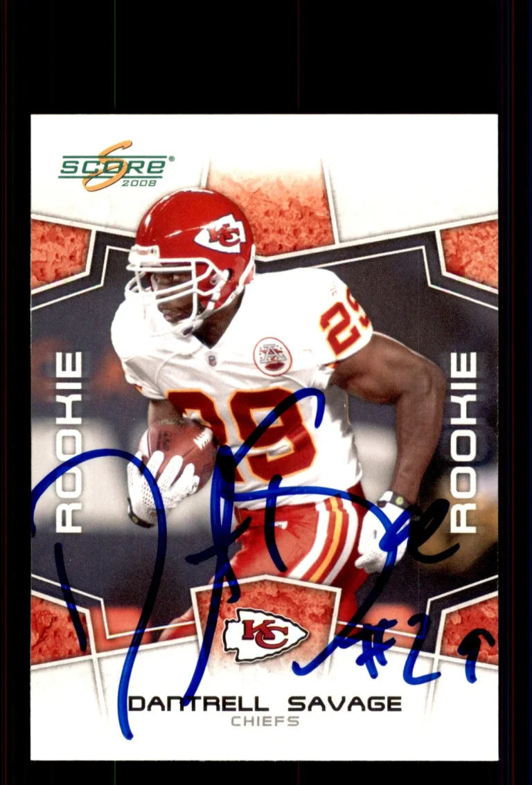 Signed Football Card Auto Dantrell Savage 2008 Score #389 Kansas City Chiefs
