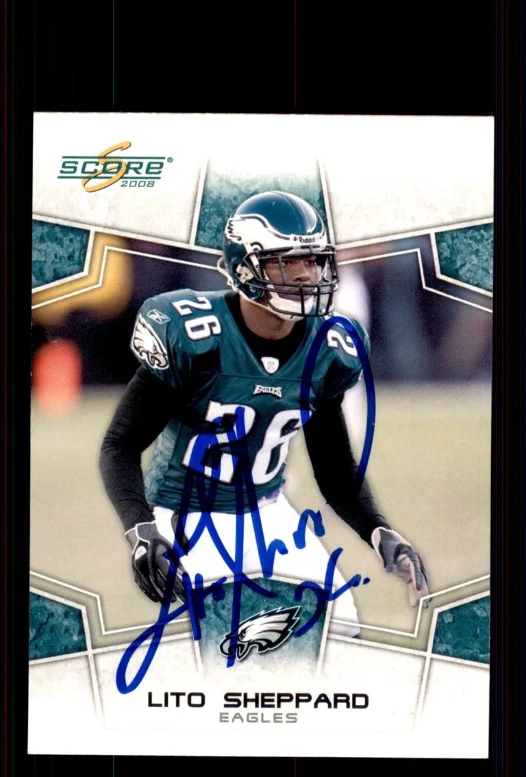 Signed Football Card Auto Lito Sheppard 2008 Score #246 Philadelphia Eagles
