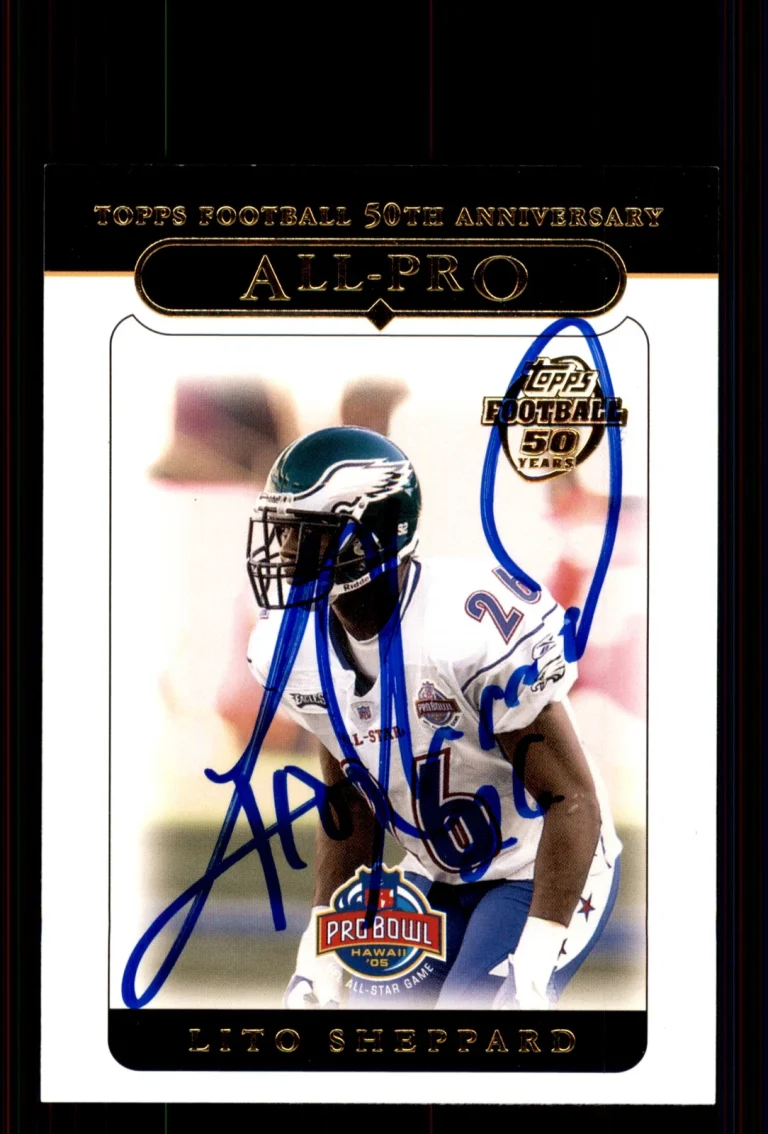 Signed Football Card Auto Lito Sheppard 2005 Topps #336 Philadelphia Eagles