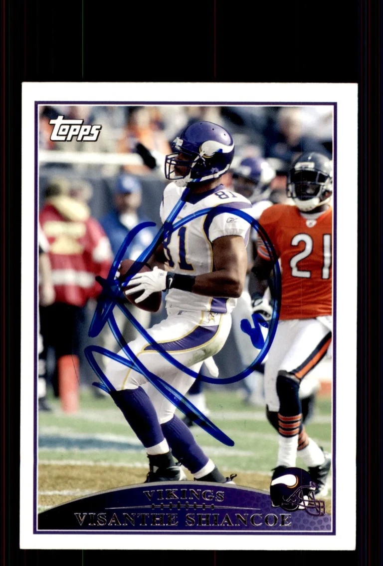 Signed Football Card Auto Visanthe Shiancoe 2009 Topps #143 Minnesota Vikings