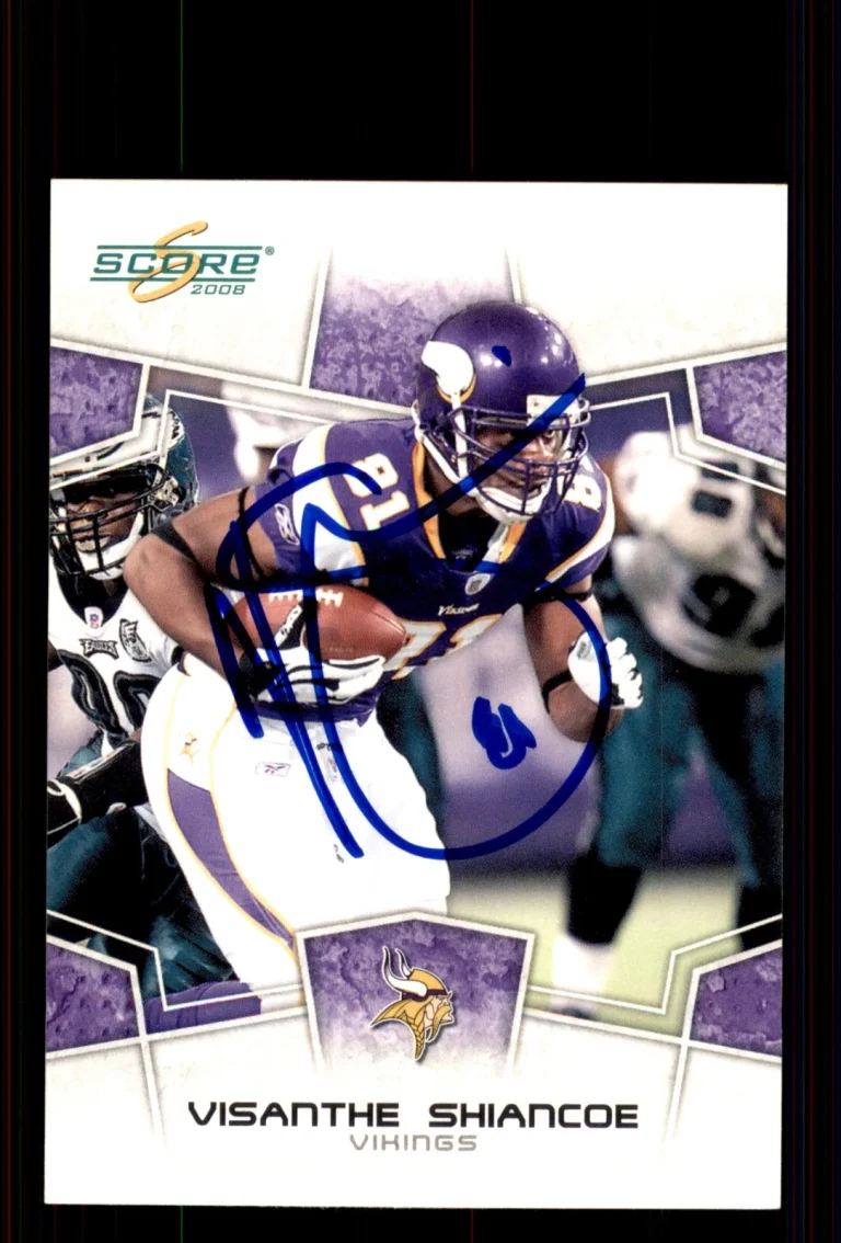 Signed Football Card Auto Visanthe Shiancoe 2008 Score #178 Minnesota Vikings
