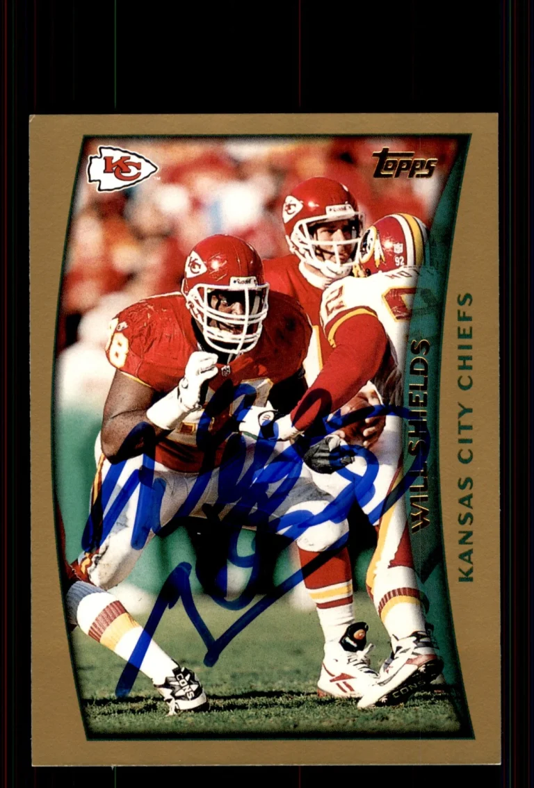 Signed Football Card Auto Will Shields 1998 Topps #62 Kansas City Chiefs