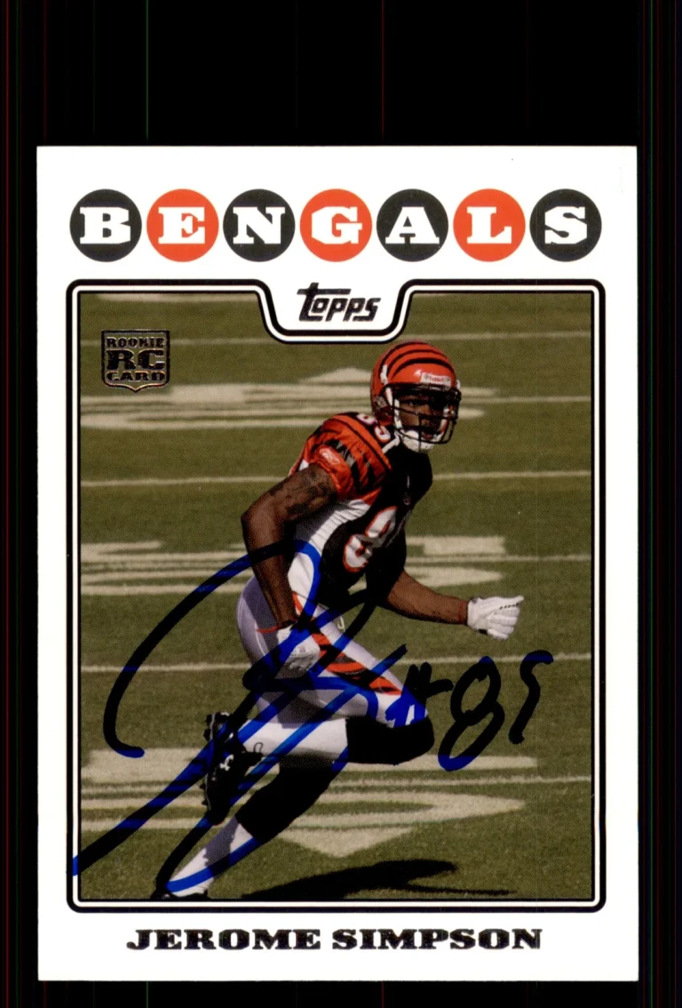 Signed Football Card Auto Jerome Simpson 2008 Topps #376 Cincinnati Bengals
