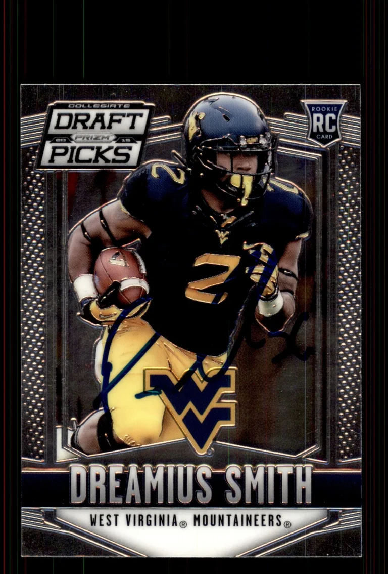Signed Football Card Auto Dreamius Smith 2015 Panini Prizm Draft Picks #181 WVU