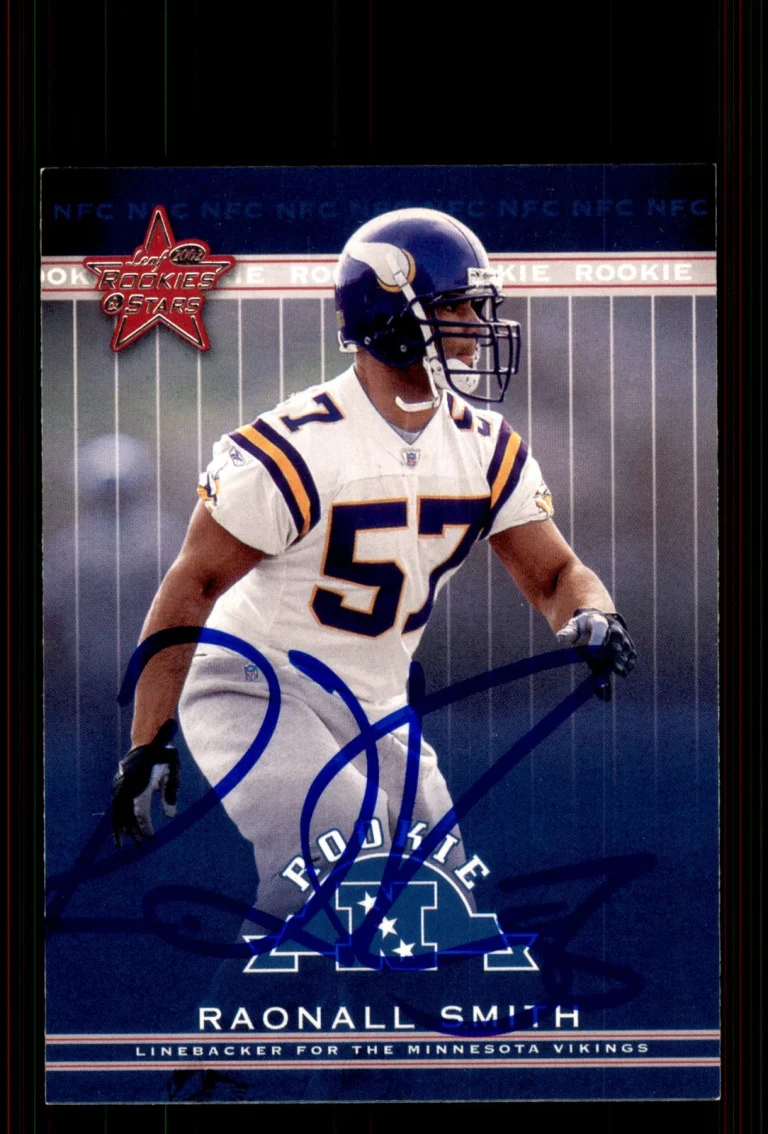 Signed Football Card Auto Raonall Smith 2002 Leaf Rookies & Stars #224 Vikings