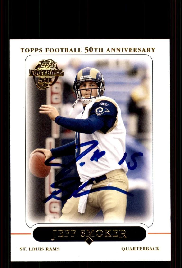 Signed Football Card Auto Jeff Smoker 2005 Topps #59 St. Louis Rams