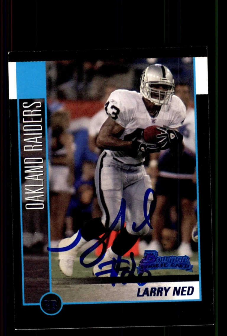 Signed Football Card Auto Larry Ned 2002 Bowman #264 Oakland Raiders