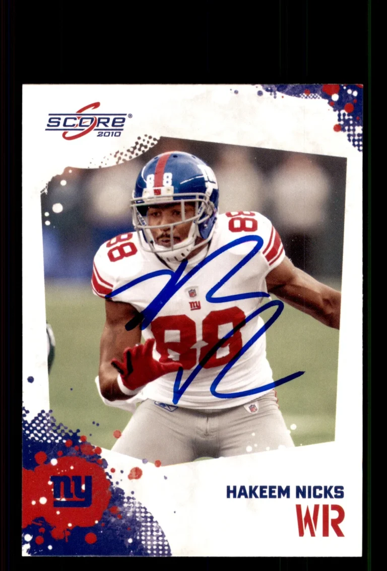 Signed Football Card Auto Hakeem Nicks 2010 Score #191 New York Giants