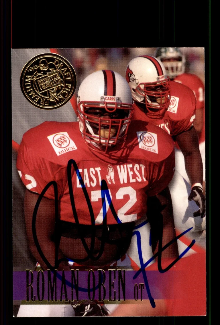 Signed Football Card Auto Roman Oben 1996 Press Pass #10 Louisville Cardinals