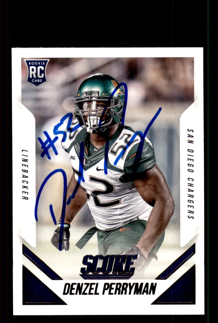 Signed Football Card Auto Denzel Perryman 2015 Score #355 San Diego Chargers