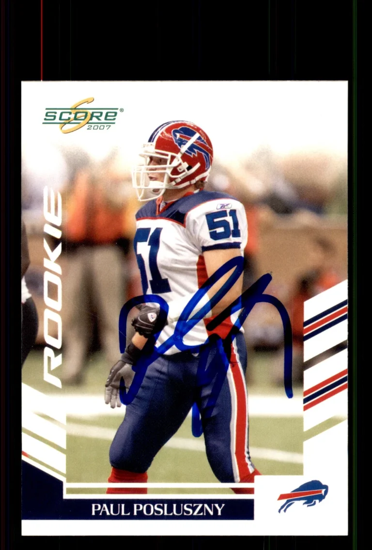 Signed Football Card Auto Paul Posluszny 2007 Score #382 Buffalo Bills