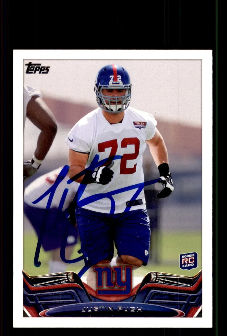 Signed Football Card Auto Justin Pugh 2013 Topps #235 New York Giants