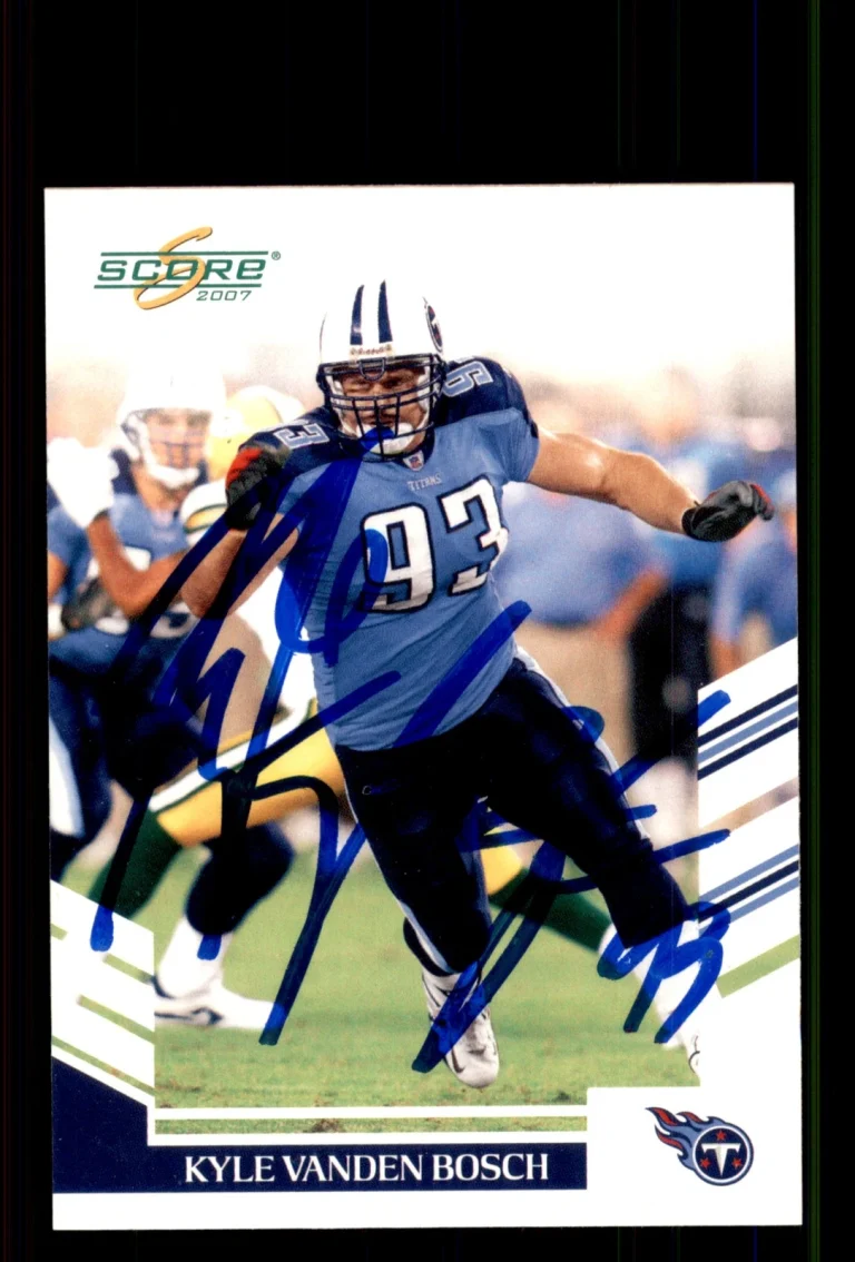 Signed Football Card Auto Kyle Vanden Bosch 2007 Score #246 Tennessee Titans
