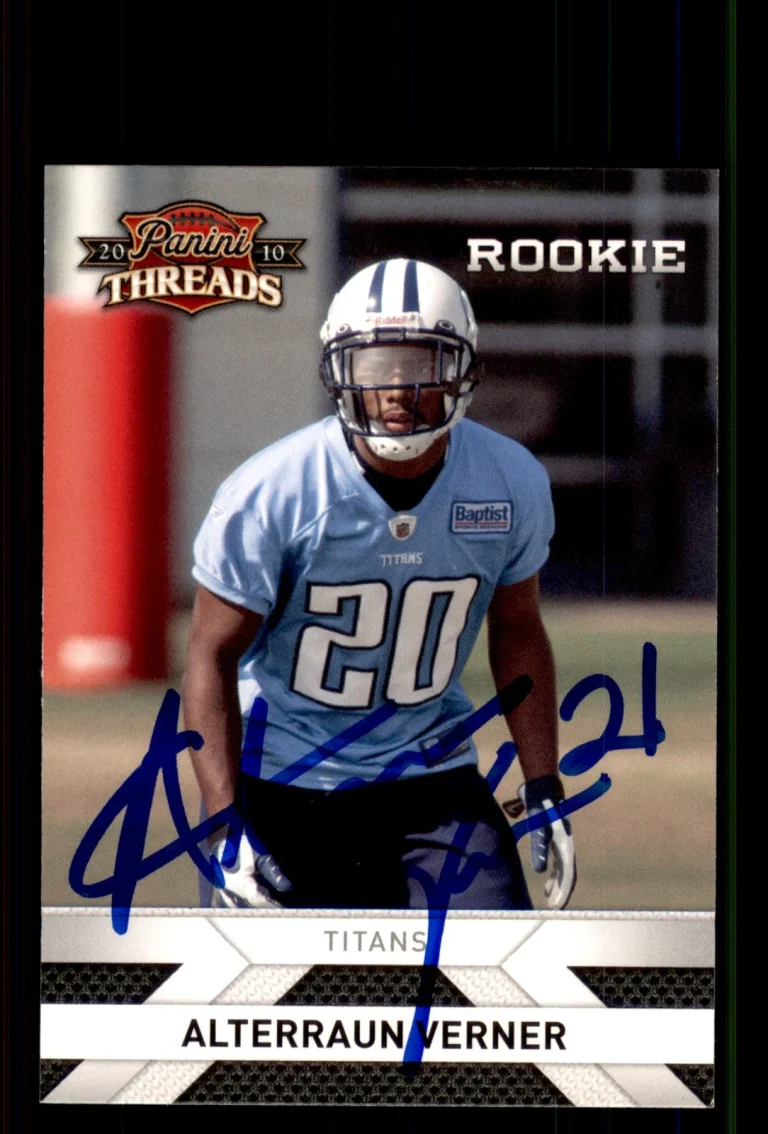 Signed Football Card Auto Alterraun Verner 2010 Panini Threads #202 Titans