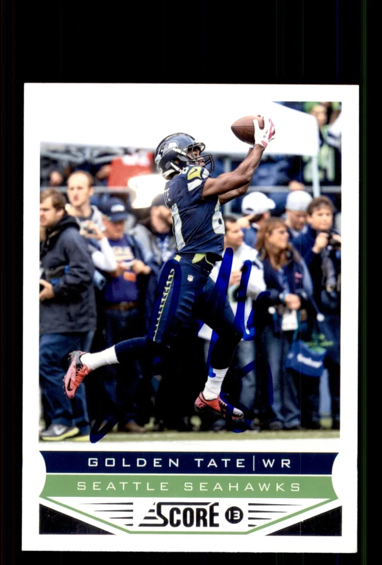 Signed Football Card Auto Golden Tate 2013 Score #195 Seattle Seahawks