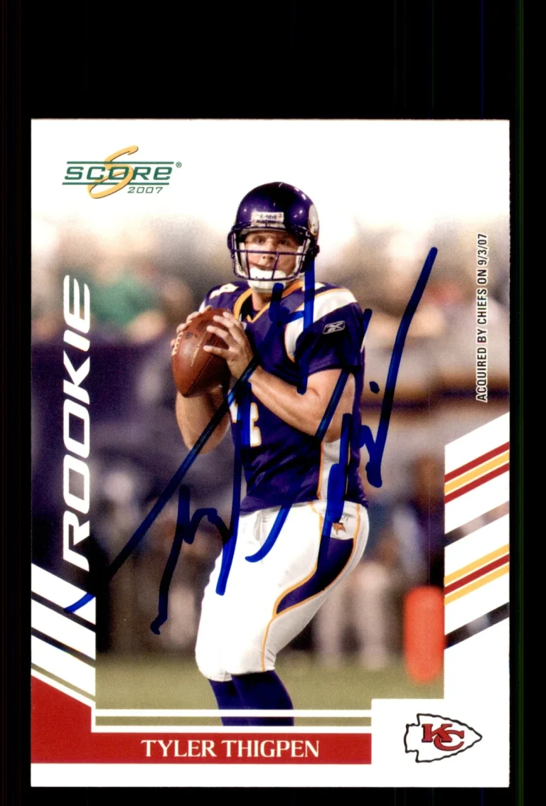 Signed Football Card Auto Tyler Thigpen 2007 Score #413 Kansas City Chiefs