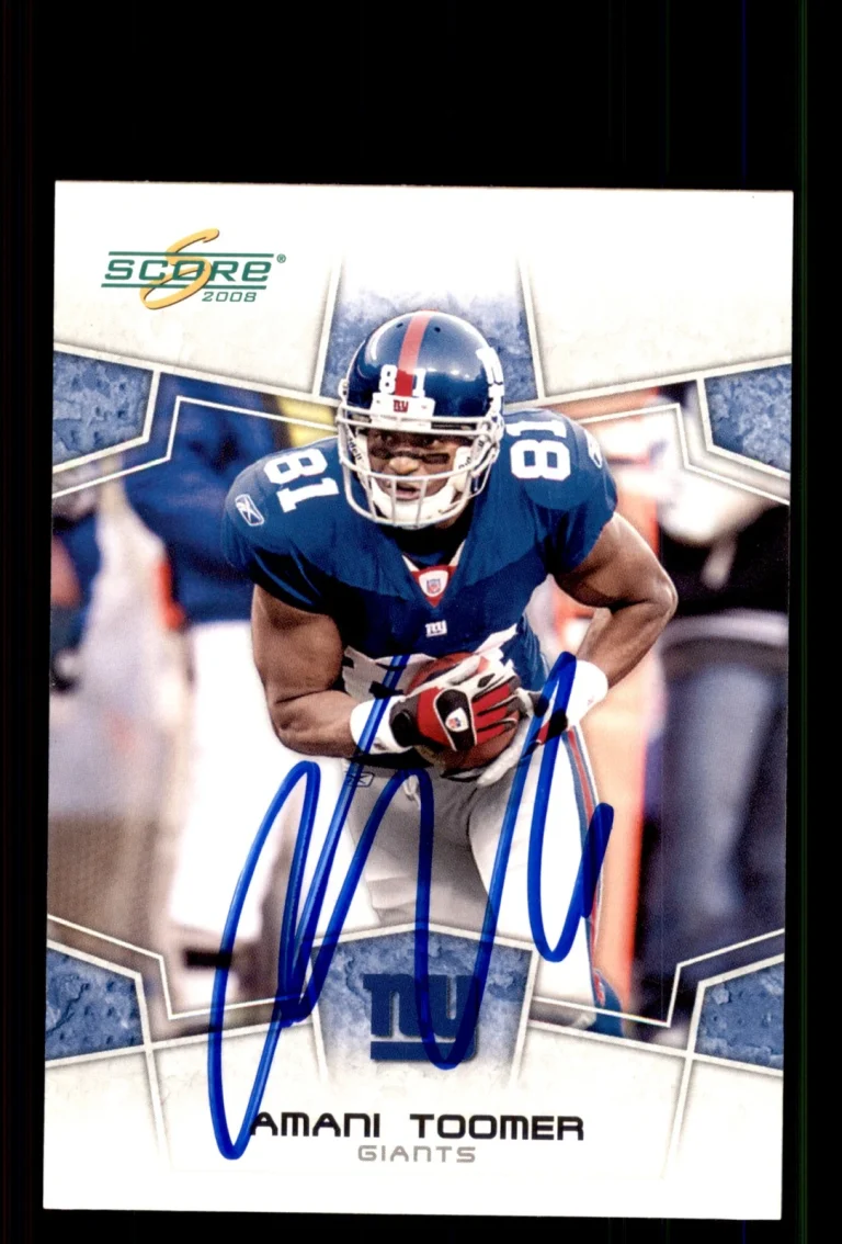 Signed Football Card Auto Amani Toomer 2008 Score #209 New York Giants