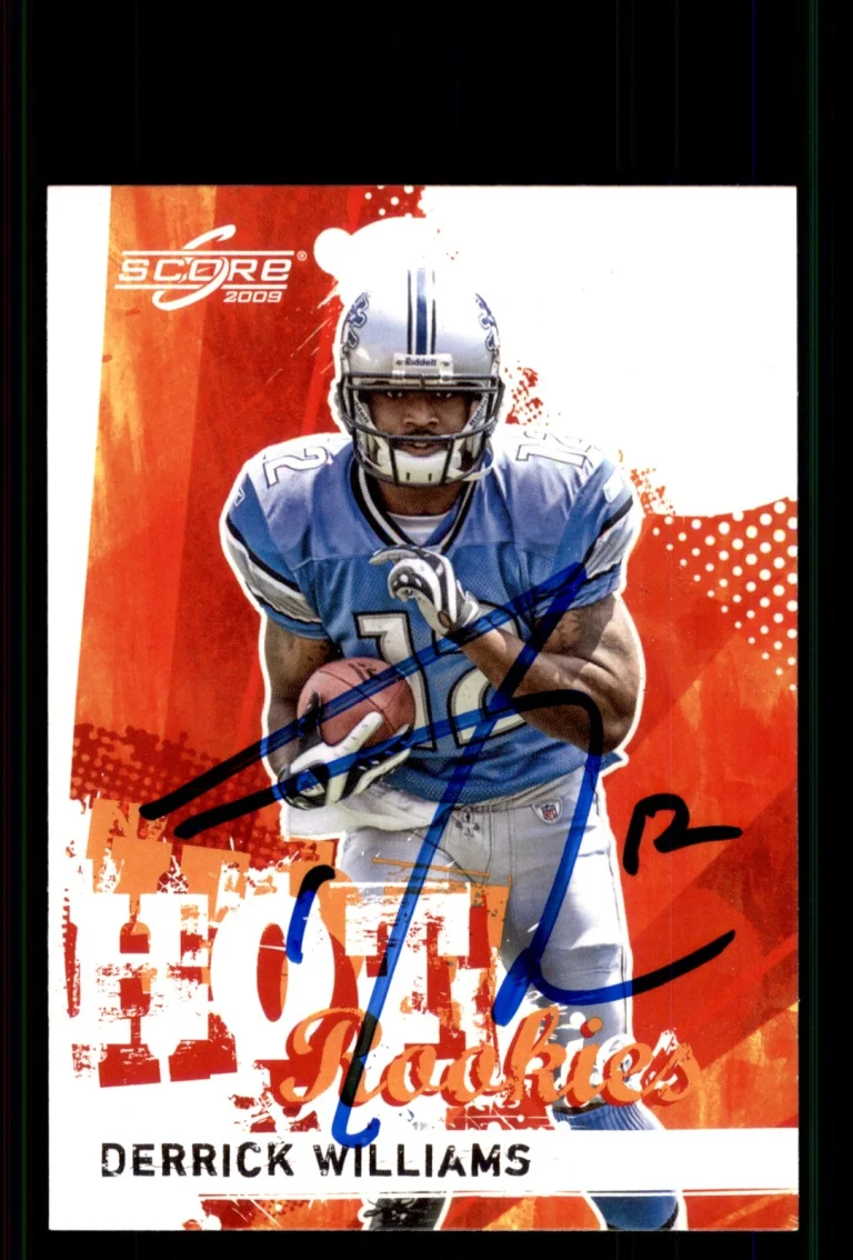 Signed Football Card Auto Derrick Williams 2009 Score #8 Detroit Lions