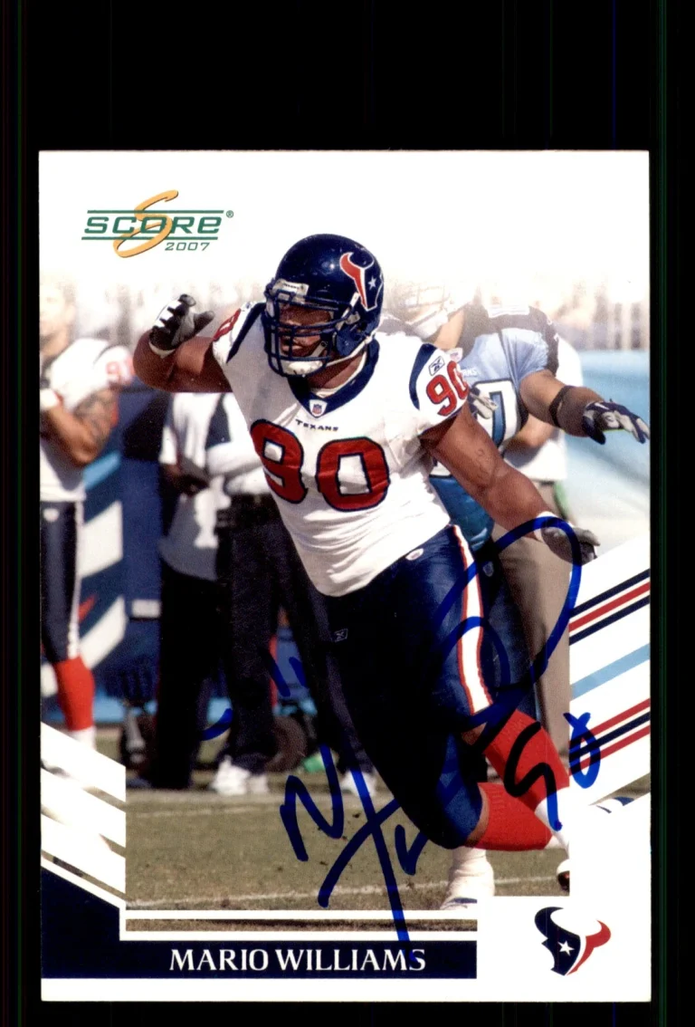 Signed Football Card Auto Mario Williams 2007 Score #219 Houston Texans