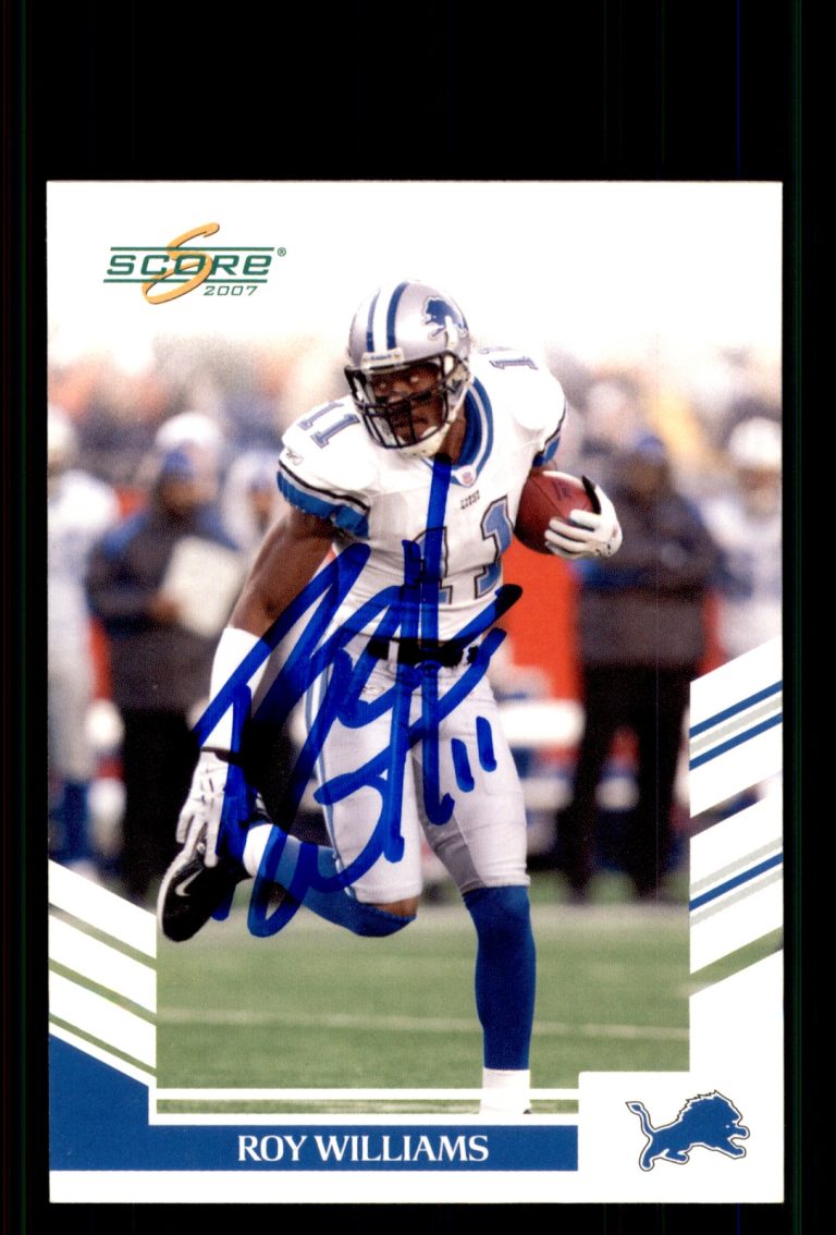 Signed Football Card Auto Roy Williams 2007 Score #47 Detroit Lions