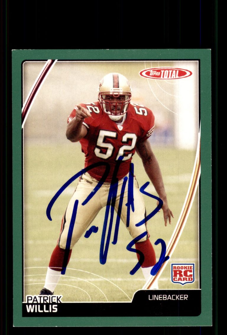 Signed Football Card Auto Patrick Willis 2007 Topps Total #517 49ers