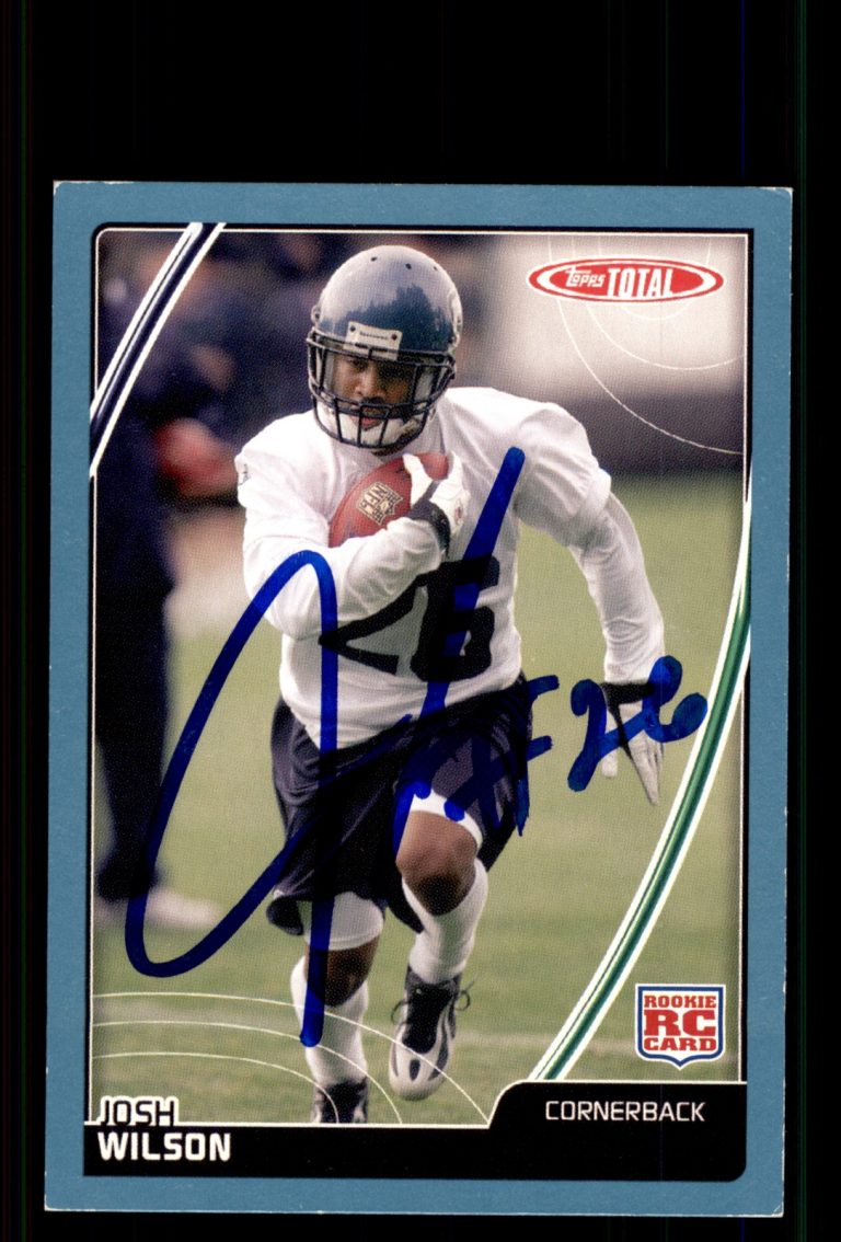 Signed Football Card Auto Josh Wilson 2007 Topps Total #536 Seahawks Blue
