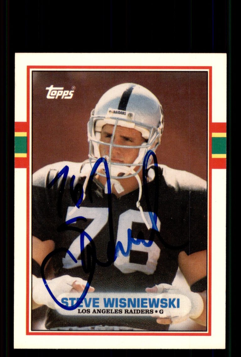 Signed Football Card Auto Steve Wisniewski 1989 Topps Traded #33T Raiders