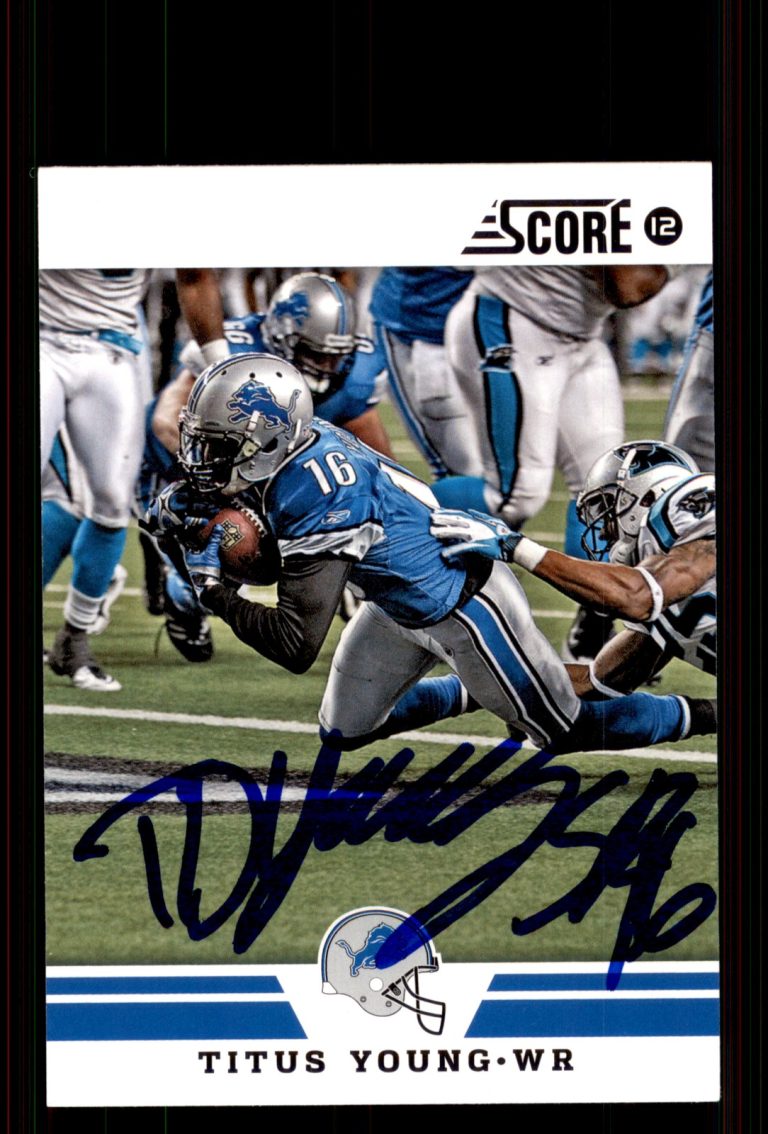 Signed Football Card Auto Titus Young 2012 Score #60 Detroit Lions