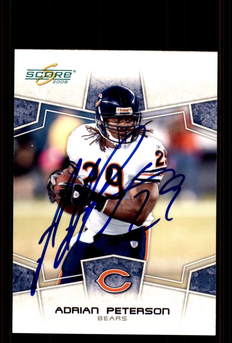 Signed Football Card Auto Adrian Peterson 2008 Score #50 Chicago Bears