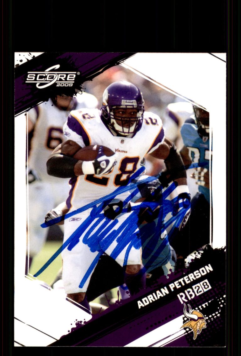 Signed Football Card Auto Adrian Peterson 2009 Score #161 Minnesota Vikings