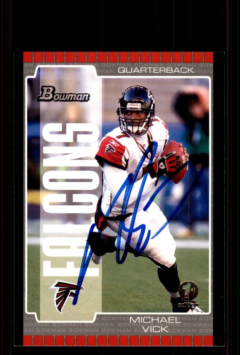 Signed Football Card Auto Michael Vick 2005 Bowman #7 Atlanta Falcons