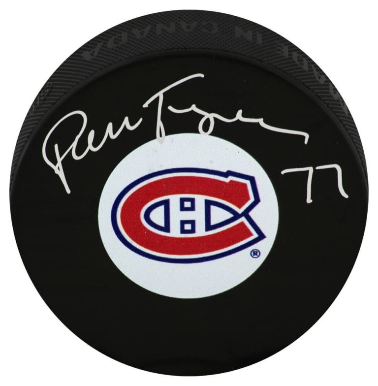 Pierre Turgeon Signed Montreal Canadiens Medium Logo Hockey Puck -(SCHWARTZ COA)