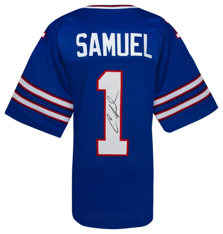 Curtis Samuel Signed Blue Custom Football Jersey -(SCHWARTZ COA)