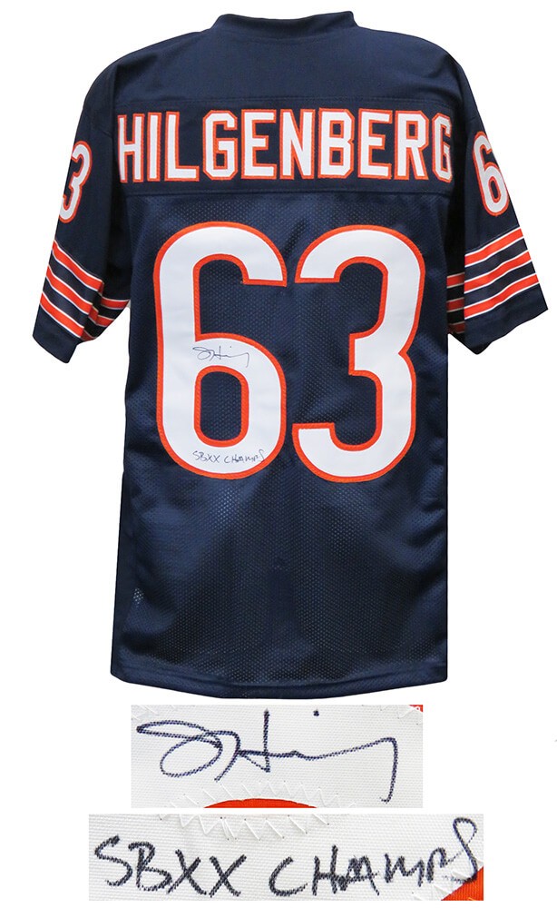 JAY HILGENBERG Signed Bears Navy Throwback Jersey w/SB XX Champs - SCHWARTZ
