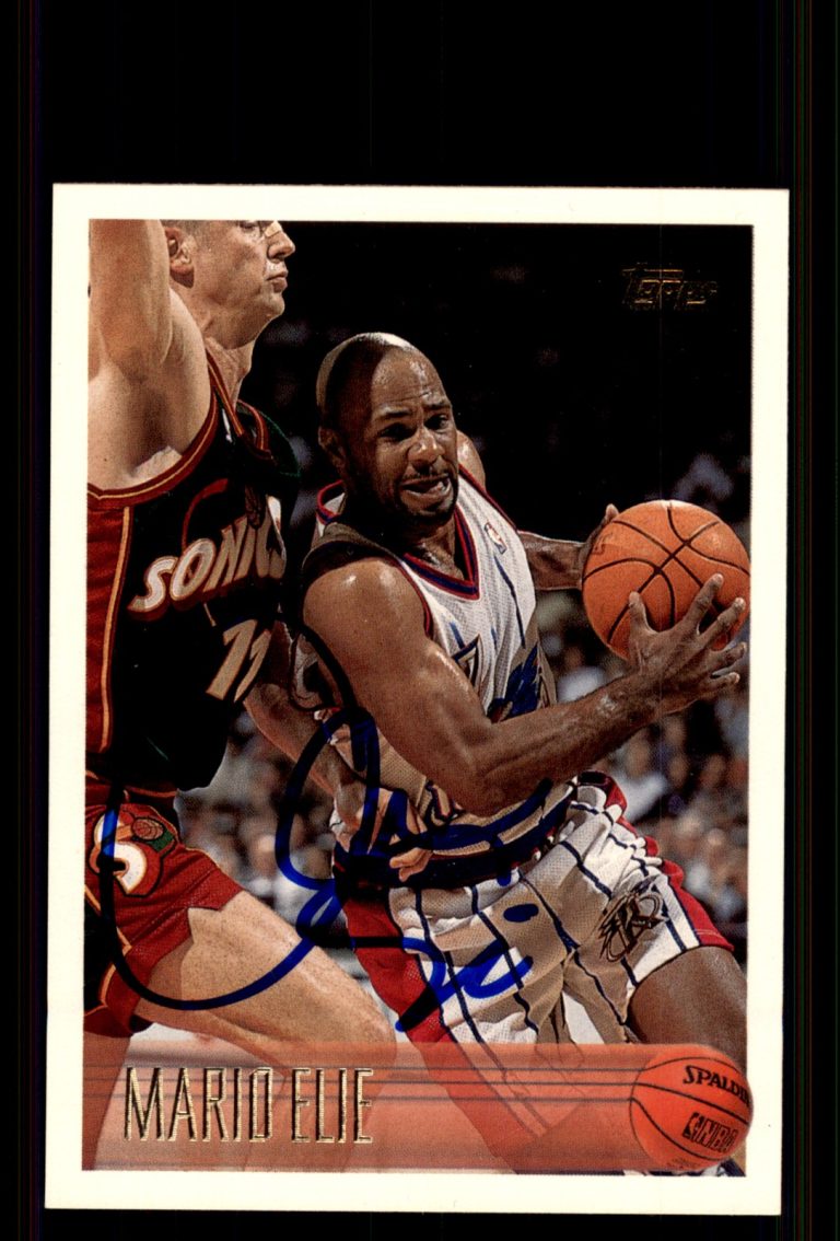 Signed Basketball Card Auto Mario Elie 1996-97 Topps #218 Houston Rockets