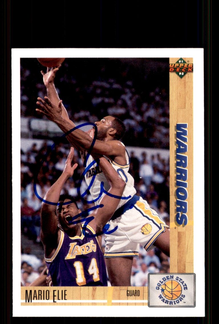 Signed Basketball Card Auto Mario Elie 1991-92 Upper Deck #396 Warriors