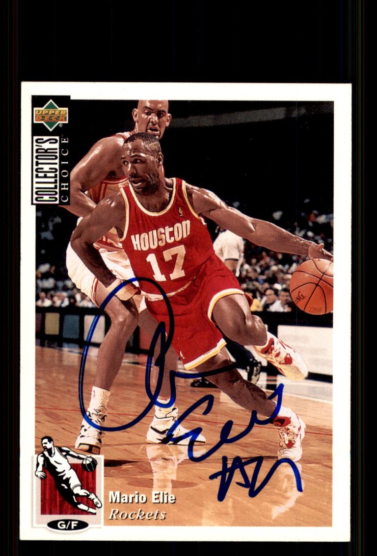 Signed Basketball Card Auto Mario Elie 1994-95 Collector's Choice #217 Rockets